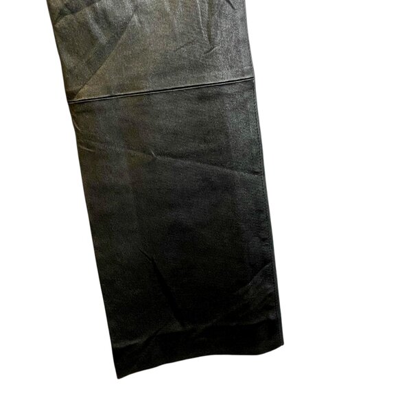 Theory Lamb Leather Bristol Crop Pant L Black Flare Trousers Size 00 - Picture 7 of 10